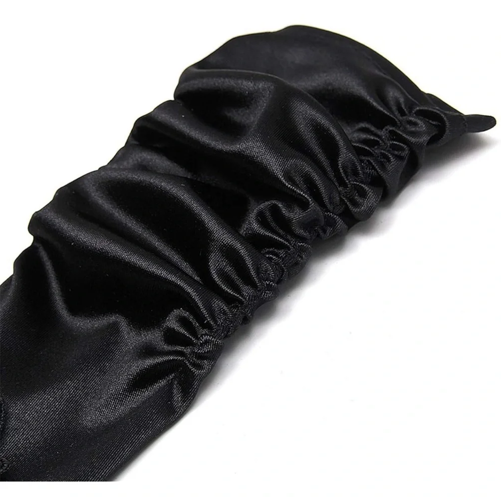 one finger beaded gloves 1920s Black Long Opera Gloves with Finger Loops Stretch